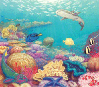 Coral reef habitat playing board